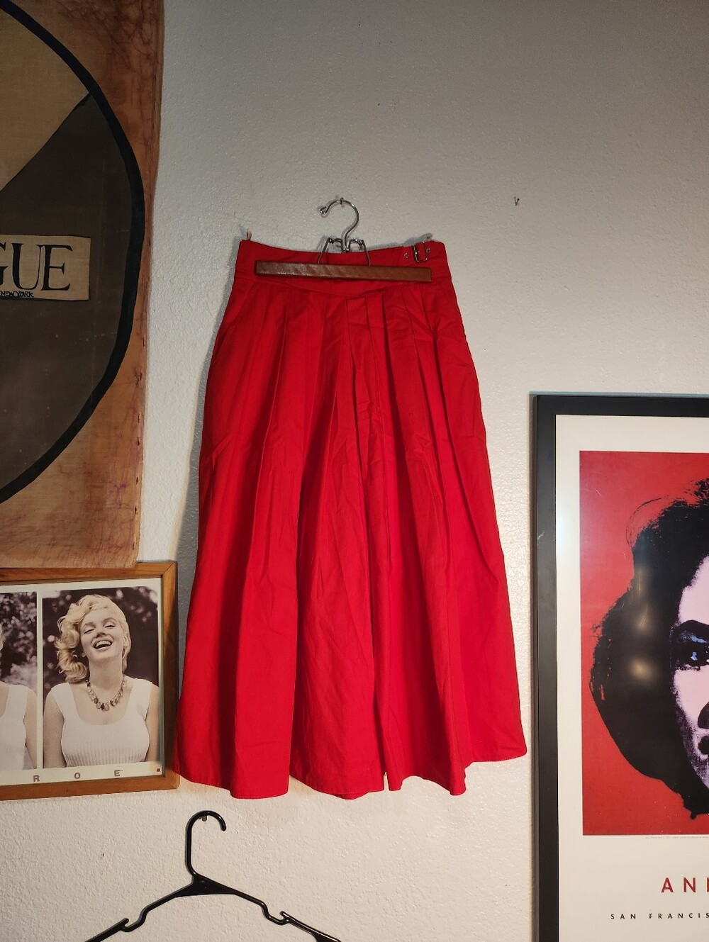 Red High-Waist Midi Skirt - Classic Full Silhouette